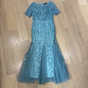 Ever Pretty Teal Sequin Embellished Gown Size 14
